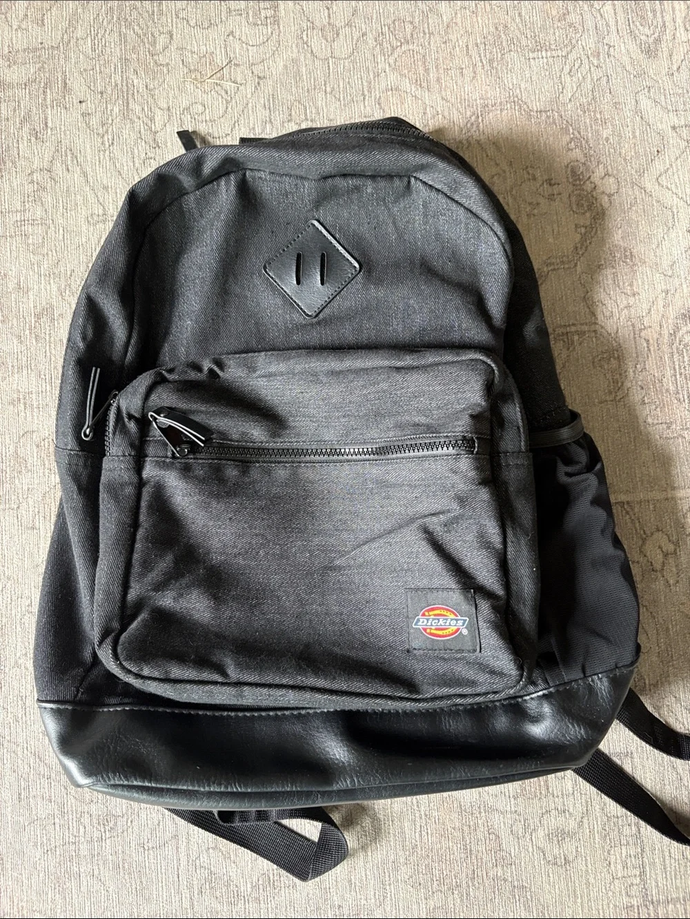 Dickies Charcoal Denim Backpack with Leather-Look Base